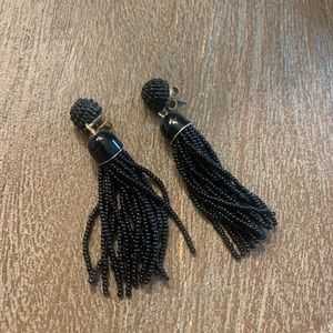 J crew black seed bead tassel earrings